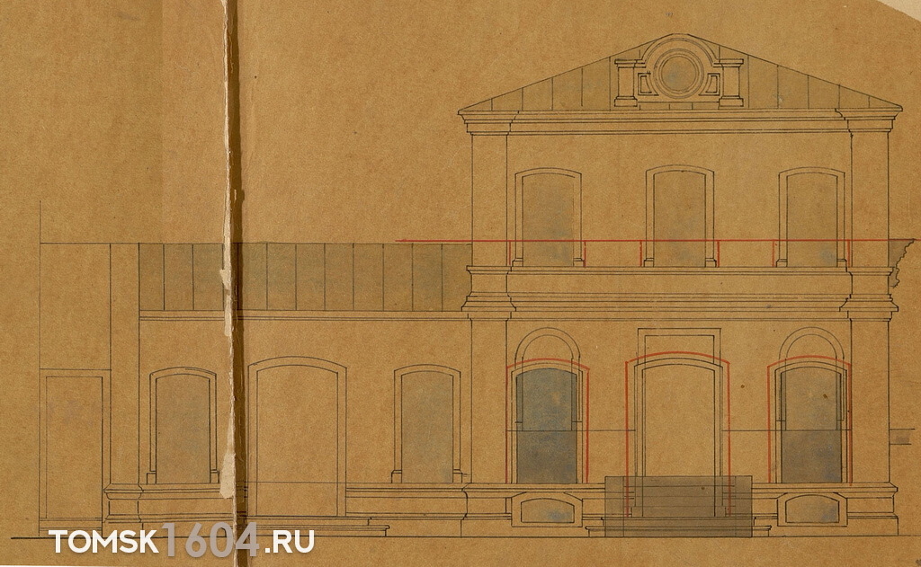 Проект фасада дома Кайдалова. 1895г. Источник: ГАТО.