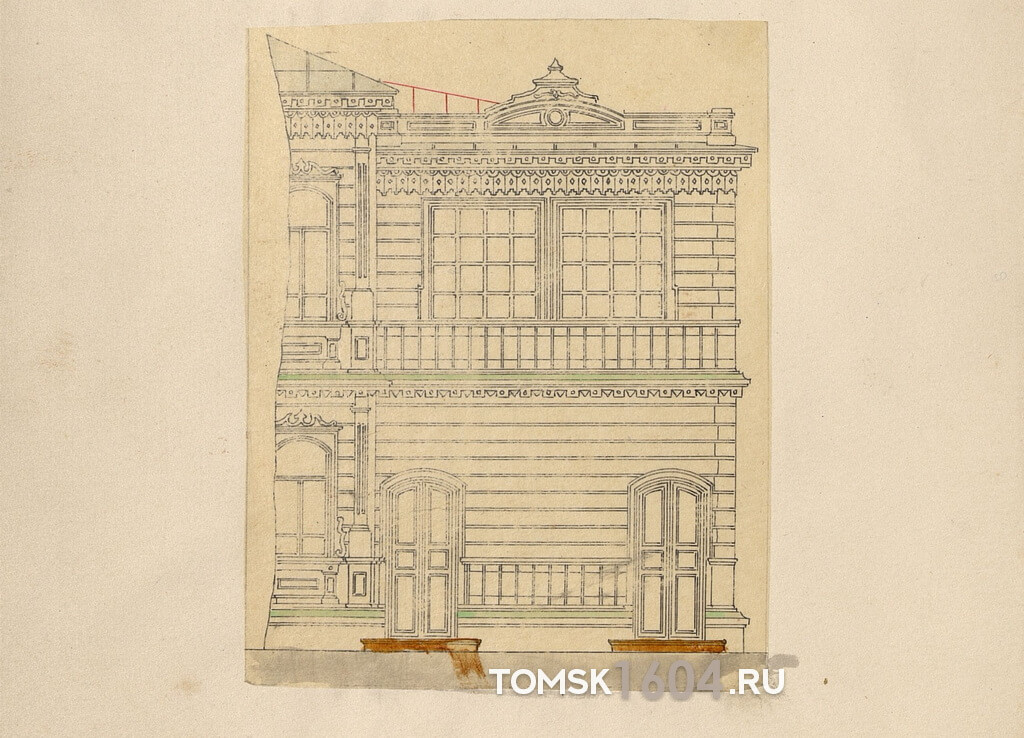 Проект пристройки к двухэтажному дому Сычева. 1896г. Источник: ГАТО.