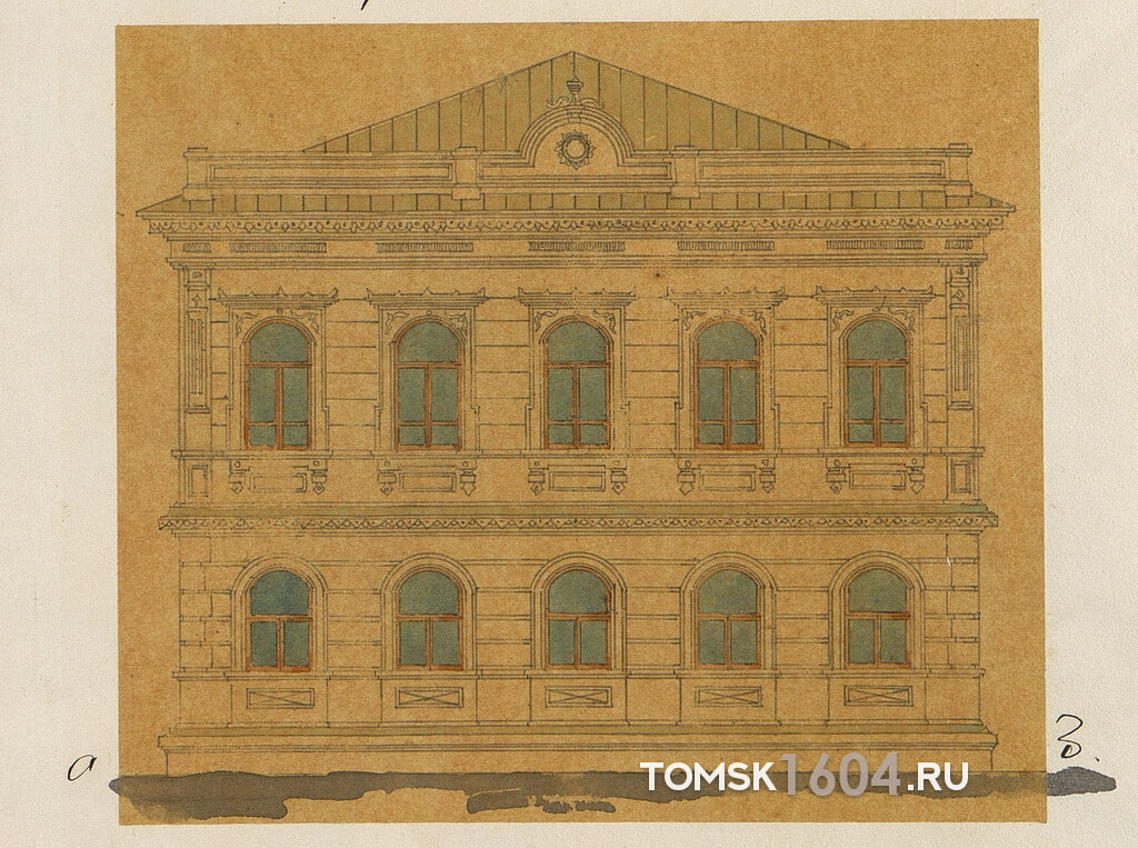 Проект фасада дома П.Д. Буткеевой. 1893г. Источник: ГАТО.