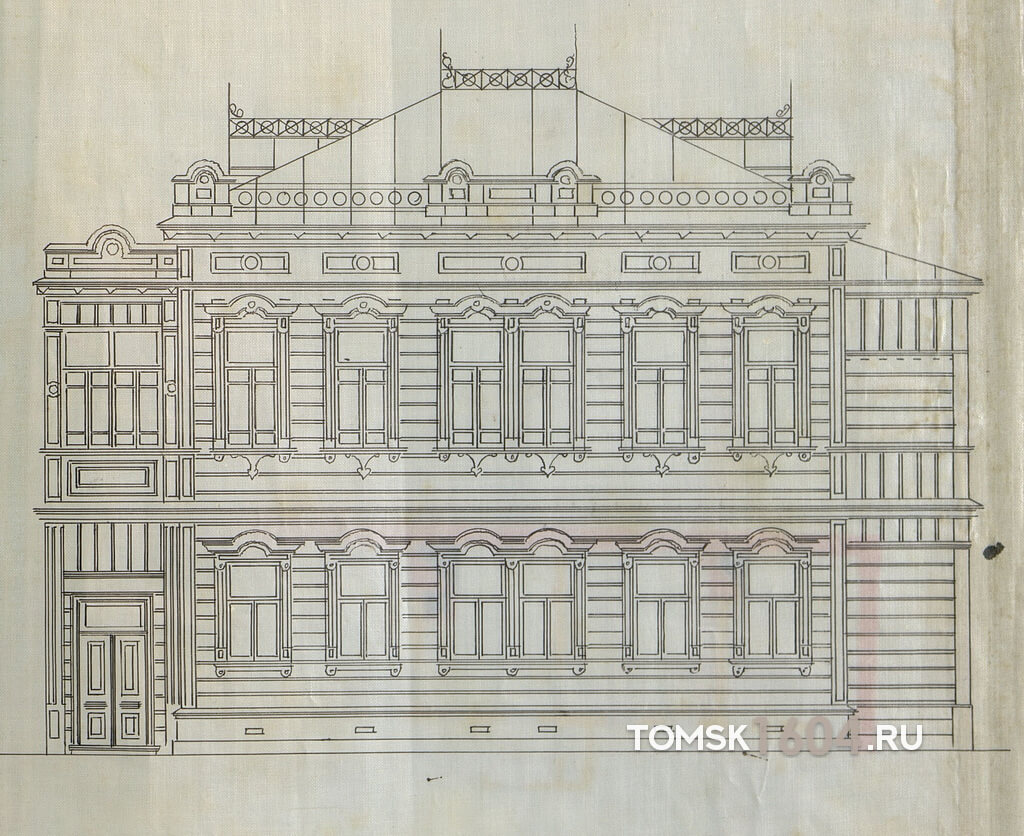 Проект фасада дома Китца. 1896г. Источник: ГАТО.