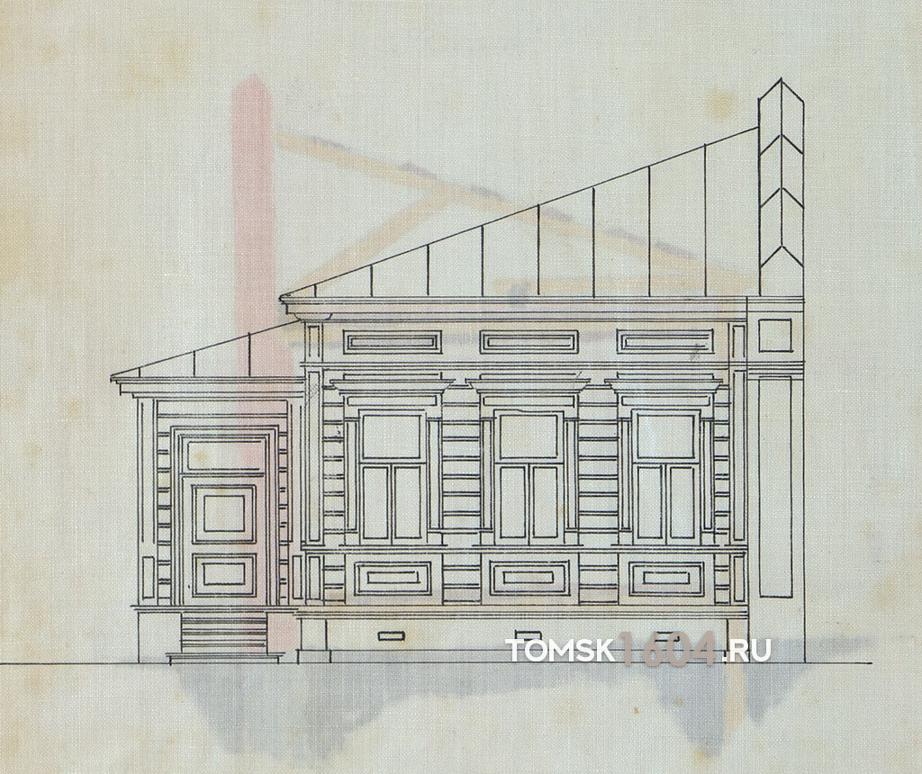 Проект фасада флигеля Китца. 1896г. Источник: ГАТО.