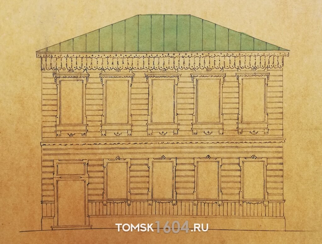 Проект фасада дома Томчака. 1890г. Источник: ГАТО.