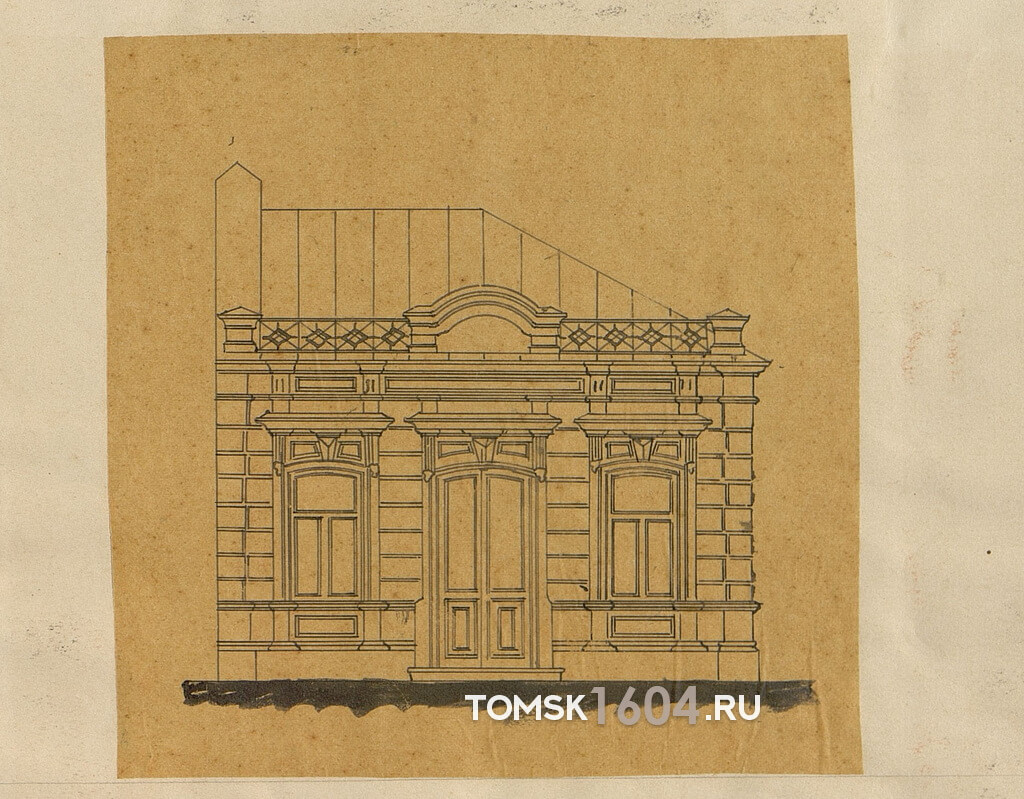 Проект фасада лавки Болотова по ул. Дворянской. 1895г. Источник: ГАТО.