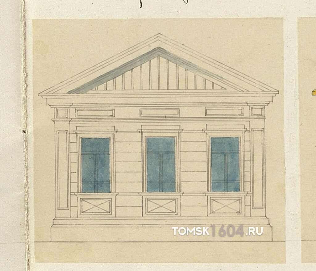 Проект фасада флигеля Плаксина. 1885г. Источник: ГАТО.