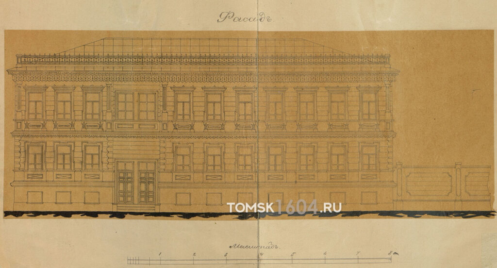 Проект фасада дома Батурина. 1895г. Источник: ГАТО.