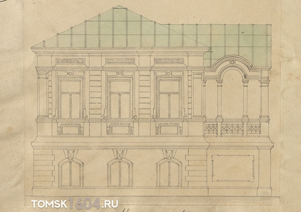 Проект уличного фасада дома Рукавишникова. 1885г. Источник: ГАТО.