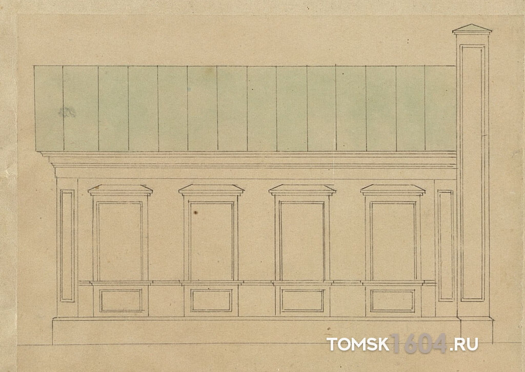Проект уличного фасада флигеля Рукавишникова. 1885г. Источник: ГАТО.