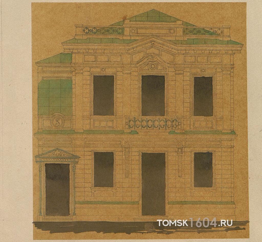 Проект фасада дома Зеленевской. 1889г. Источник: ГАТО.
