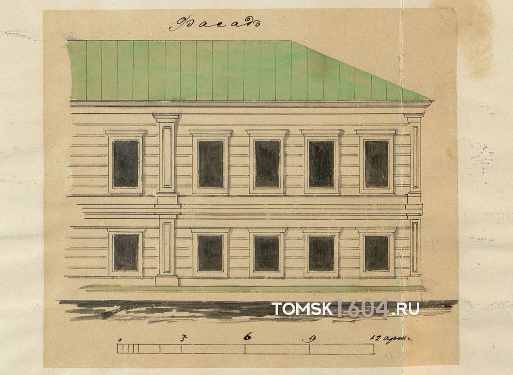 Проект фасада пристройки дома Дедюхина. 1895г. Источник: ГАТО.