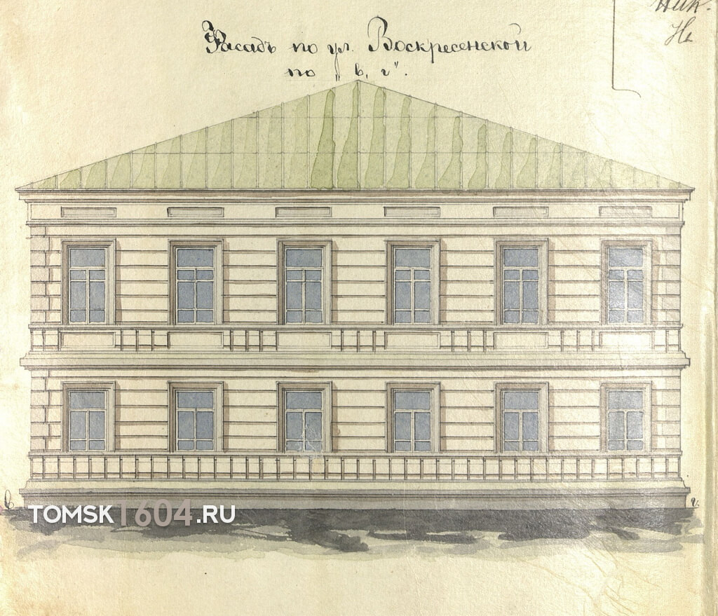 Проект фасада по Воскресенской дома Стукова. 1891г. Источник: ГАТО.