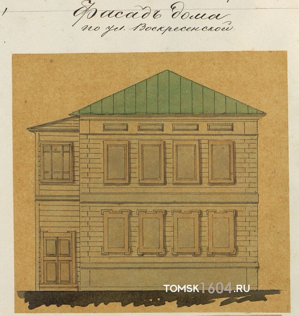 Проект фасада по ул. Воскресенской флигеля Стукова. 1894г. Источник: ГАТО.