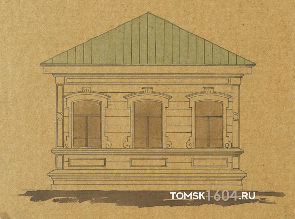 Проект дома Ивановой. Фасад по Большой Кирпичной. 1887г. Источник: ГАТО.