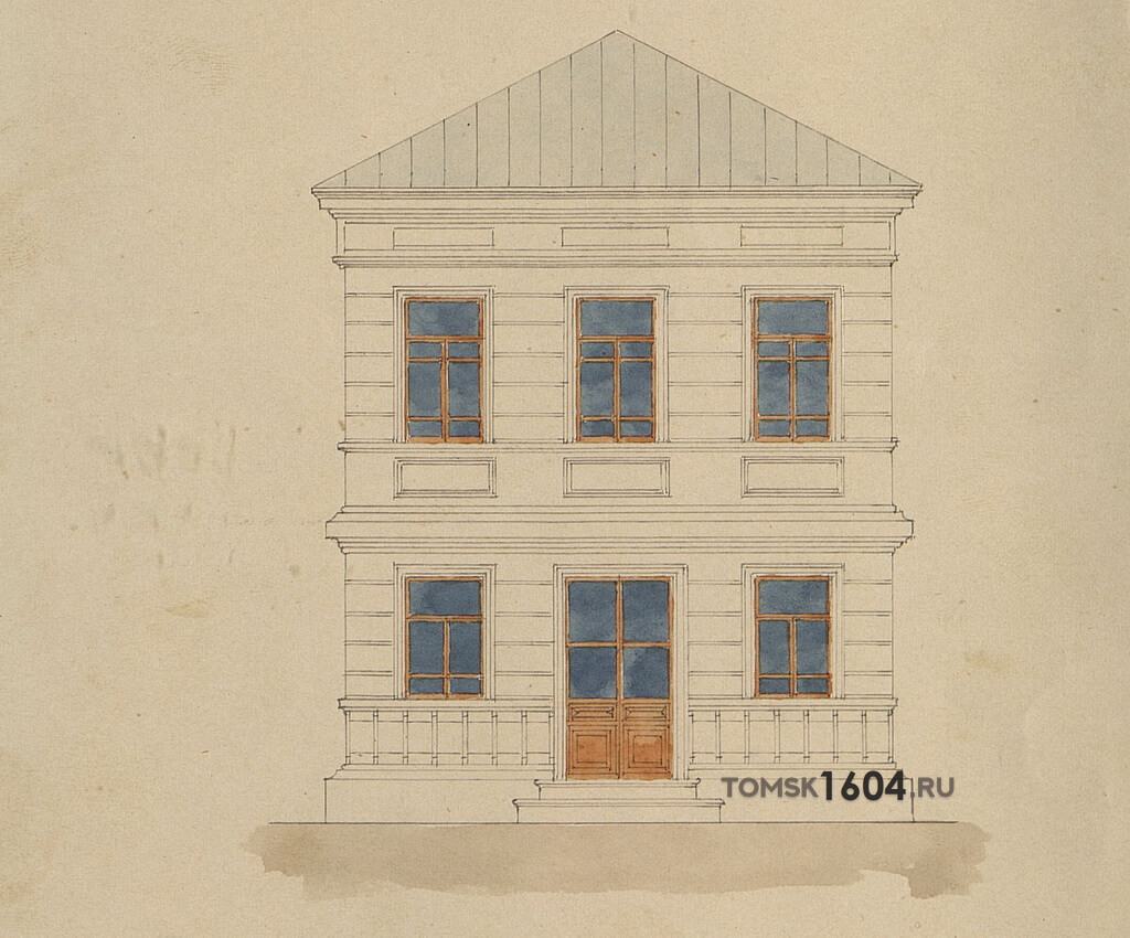Проект фасада флигеля Кипрюшина. 1885г. Источник: ГАТО.